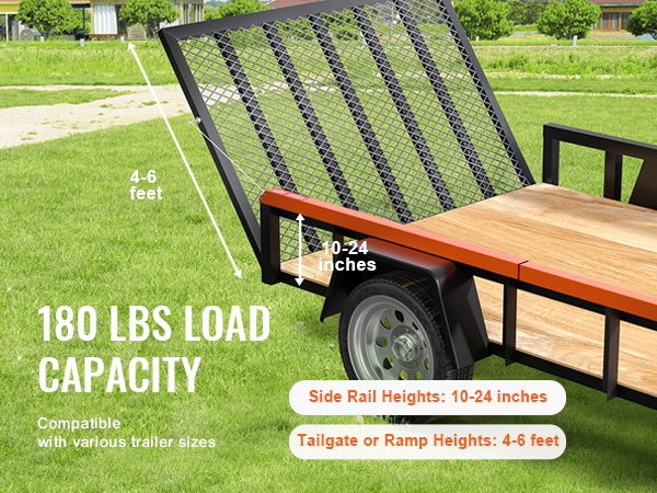 VEVOR trailer tailgate lift assist with 180 lbs load capacity, compatible with various trailer sizes.