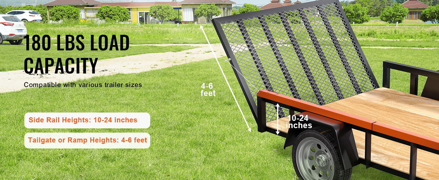 VEVOR trailer tailgate lift assist with 180 lbs load capacity, compatible with various trailer sizes.