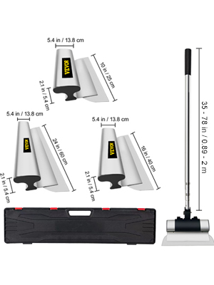 VEVOR skimming blade set with three blades, adjustable handle, and carrying case.