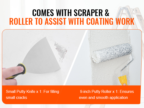 putty knife and roller for drywall, VEVOR drywall skimming blade set assists with coating work.