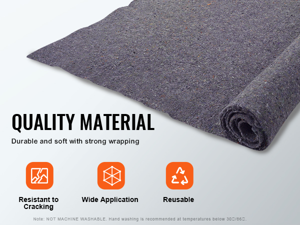 VEVOR moving blankets - durable, soft, wrapping material, resistant to cracking, wide application, reusable.