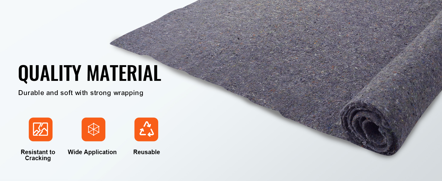 VEVOR moving blankets - durable, soft, wrapping material, resistant to cracking, wide application, reusable.