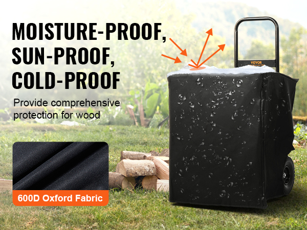 VEVOR firewood log cart with 600d oxford fabric, moisture-proof, sun-proof, cold-proof cover.