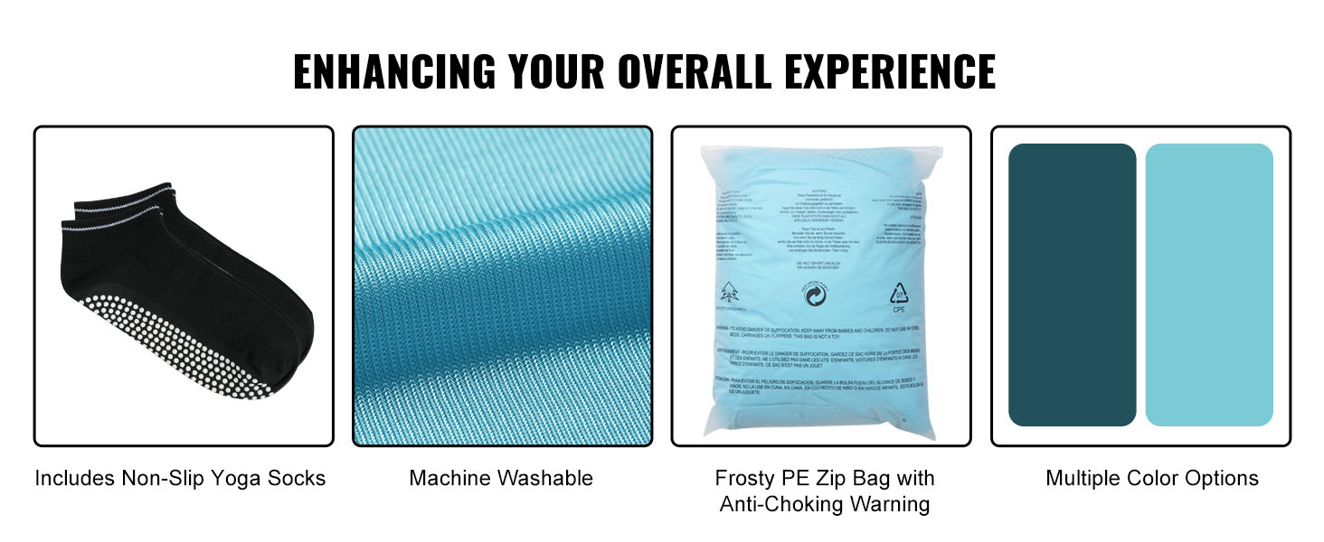 includes non-slip yoga socks, machine washable fabric, frosty pe zip bag, and multiple color options for VEVOR aerial yoga hammock.