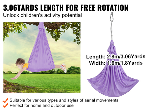 VEVOR sensory swing for children, 3.06 yards long, suitable for indoor and outdoor use.