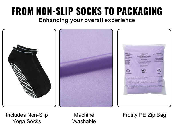 non-slip yoga socks, machine washable fabric, and frosty pe zip bag for VEVOR sensory swing.