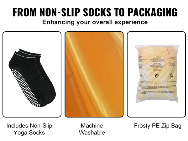 non-slip yoga socks, machine washable fabric, frosty pe zip bag for VEVOR aerial yoga hammock.