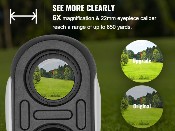 VEVOR golf rangefinder with 6x magnification and 22mm eyepiece for up to 650 yards range.