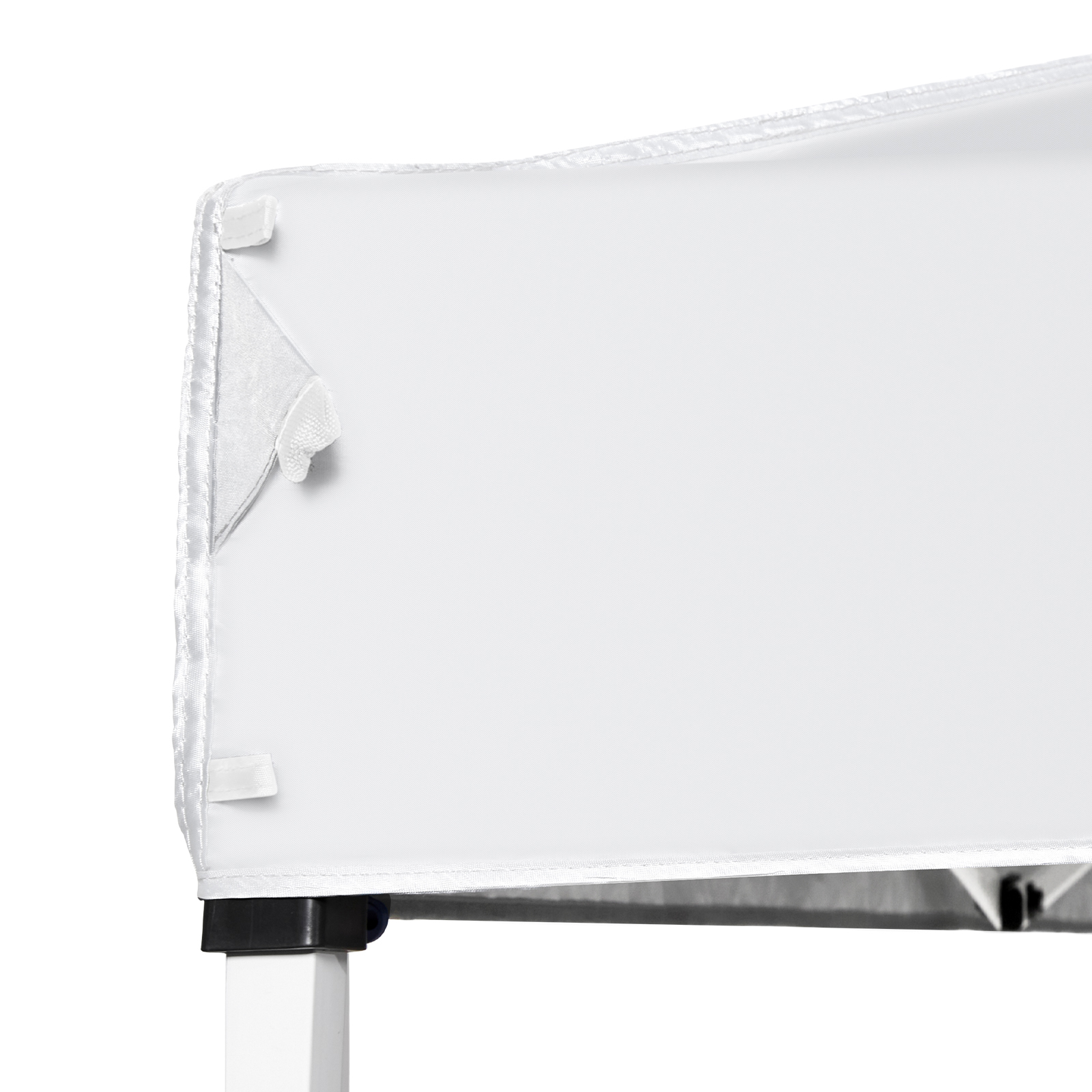 white VEVOR pop up canopy tent corner with sturdy frame and secure attachment straps.