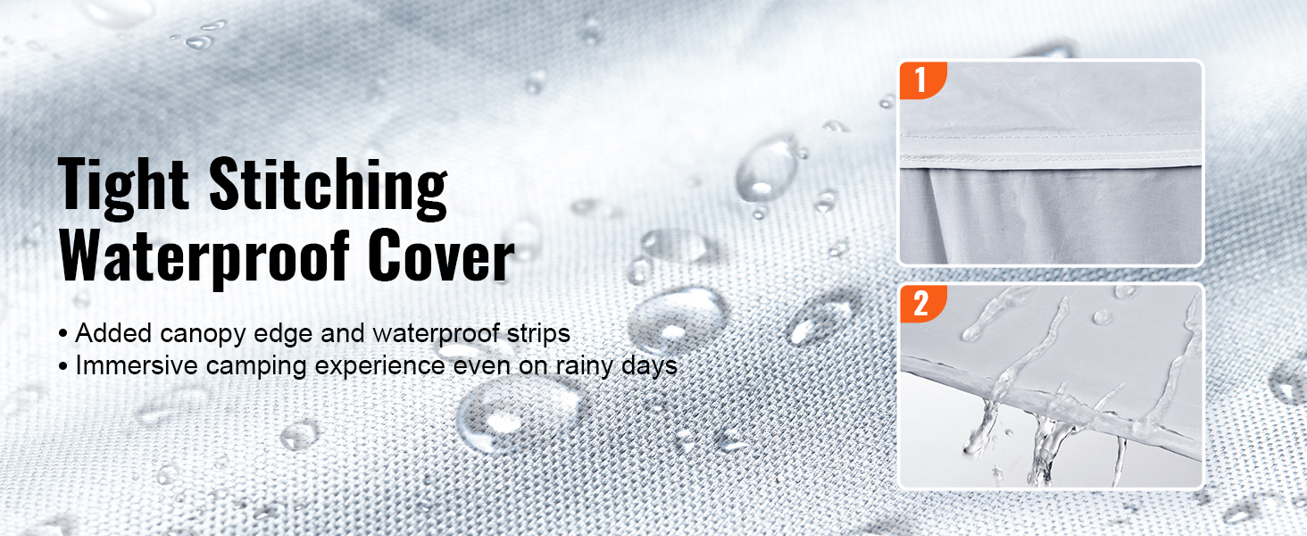 плотный сшитый водонепроницаемый чехол с добавленной кромкой и полосками для навеса VEVOR pop up, идеально подходящий для дождливых дней.