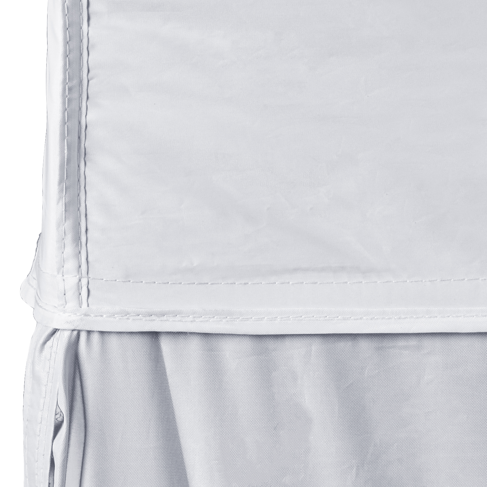 close-up of VEVOR pop up canopy fabric seam with white stitching.
