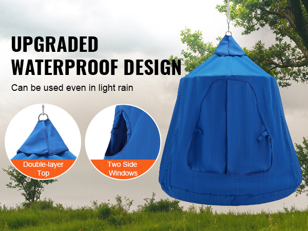 VEVOR hanging tree tent with upgraded waterproof design, double-layer top, and side windows.