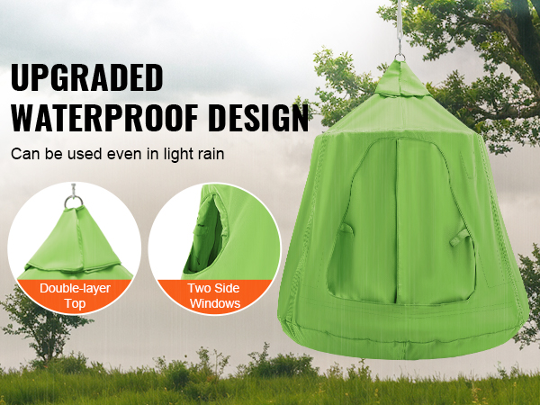 VEVOR hanging tree tent with upgraded waterproof design, double-layer top, and two side windows.
