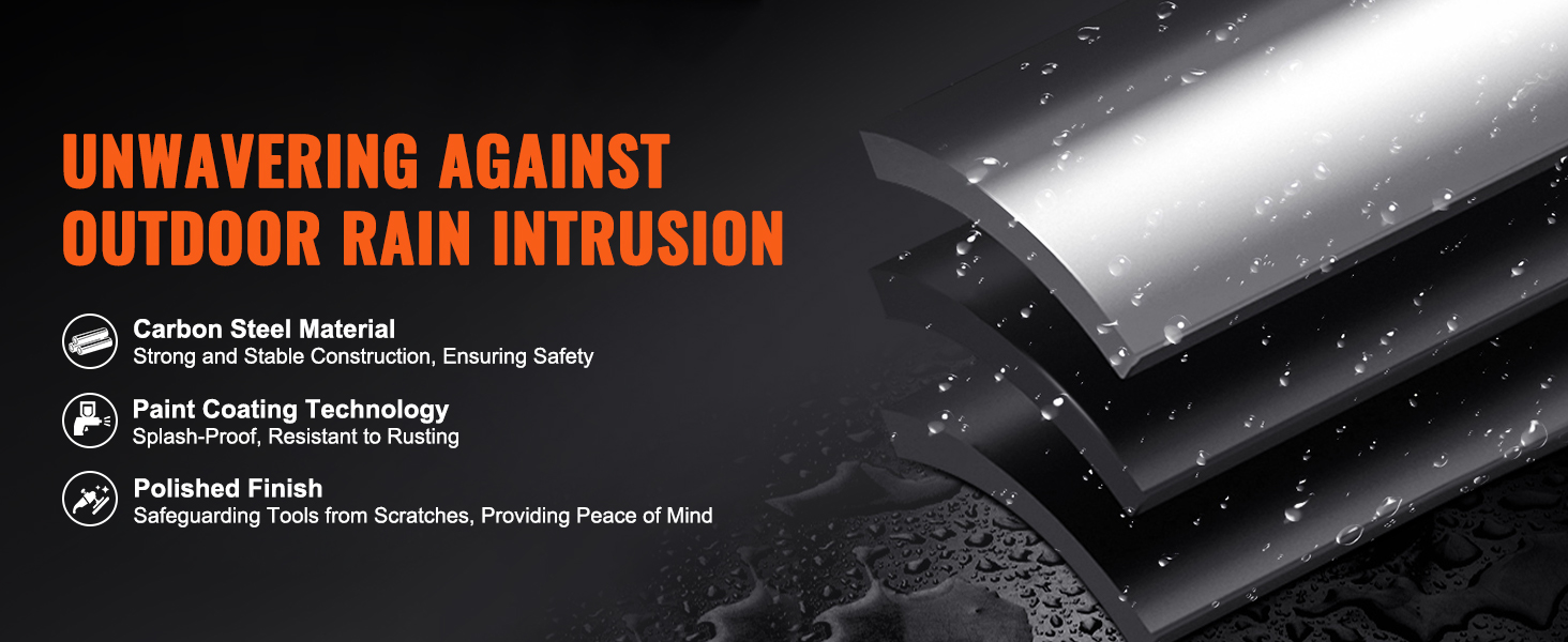 unwavering against outdoor rain intrusion with carbon steel, splash-proof coating, and polished finish.