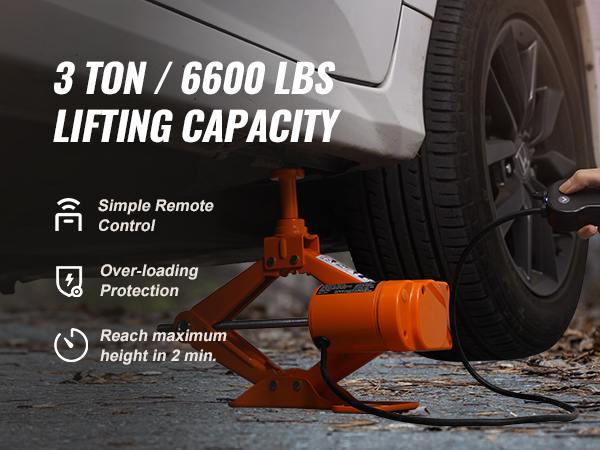 Домкрат для электромобилей VEVOR поднимает автомобиль грузоподъемностью 3 тонны / 6600 фунтов с дистанционным управлением в руке.