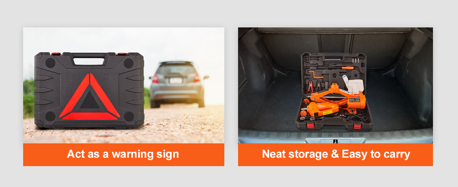 Домкрат для электромобиля VEVOR с футляром для предупреждающей надписи и багажником для удобной переноски