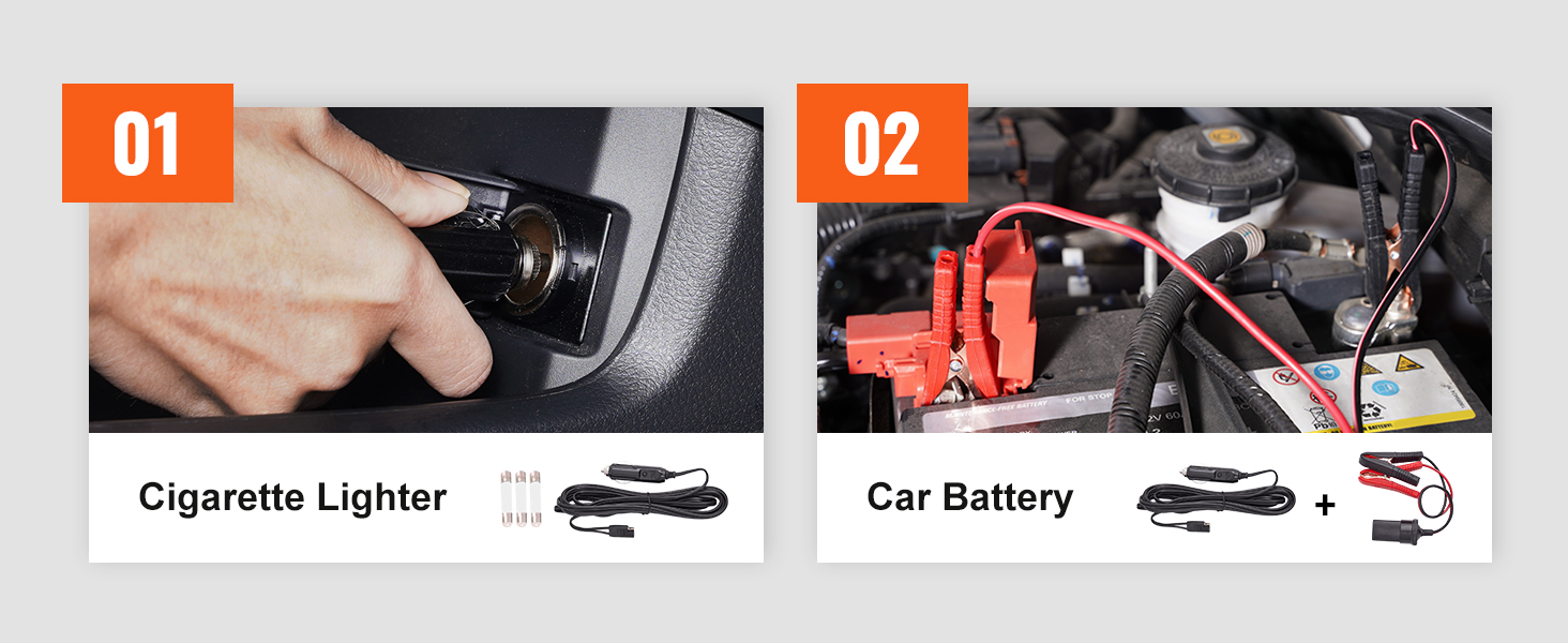 варианты подключения прикуривателя и автомобильного аккумулятора к гнезду для электромобиля VEVOR.