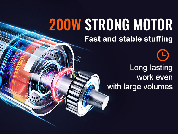 200w strong motor of VEVOR electric sausage stuffer, fast and stable stuffing for large volumes