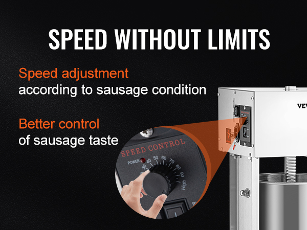 VEVOR electric sausage stuffer with speed control for better sausage taste and condition adjustment.