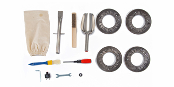 VEVOR grain grinder tools and accessories kit with brushes, wrench, and grinding plates.