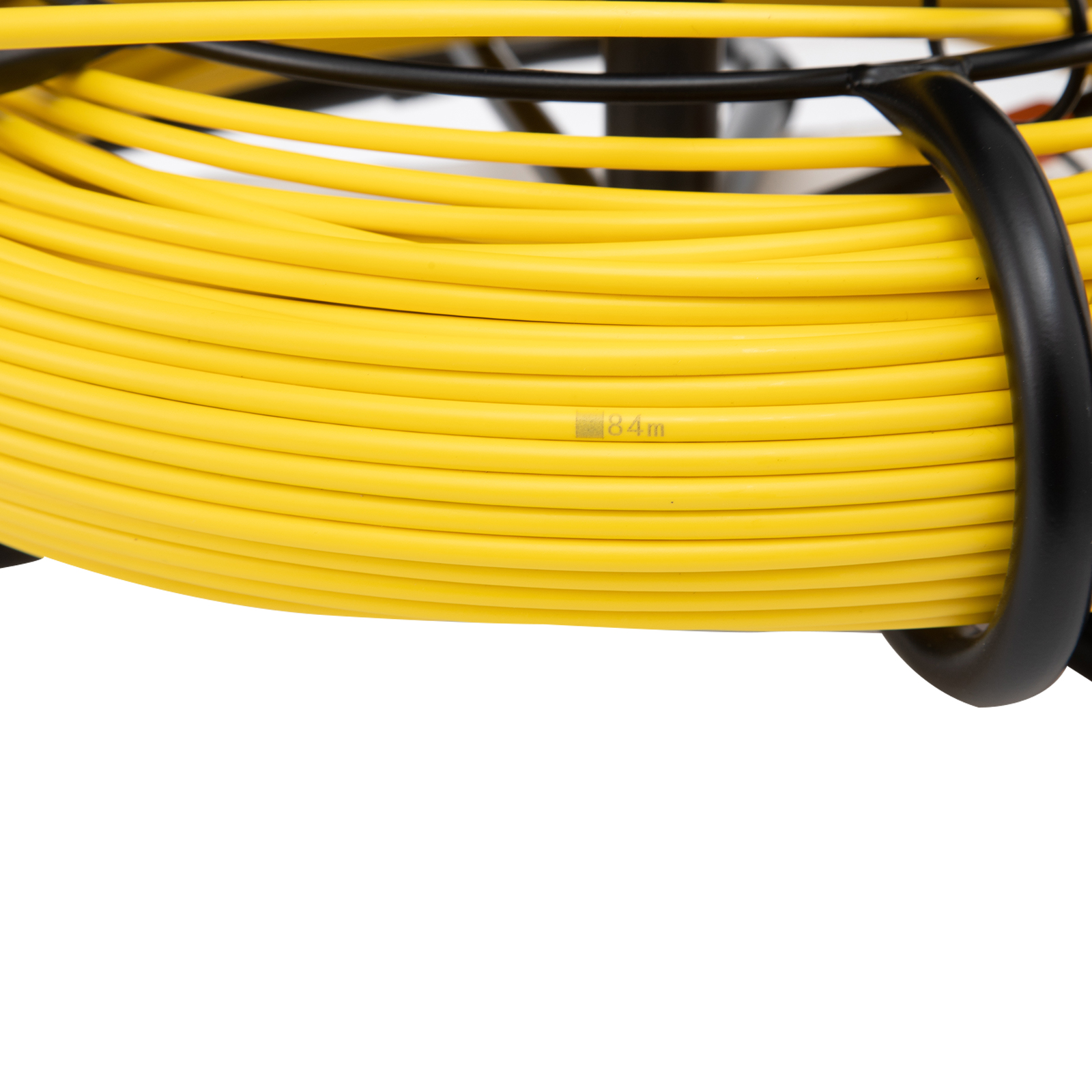 yellow coiled VEVOR cable with 84m marking in black frame.