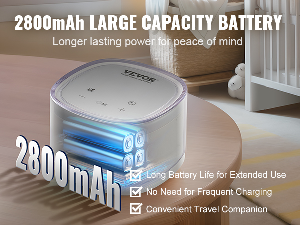 VEVOR double electric breast pump showcasing its 2800mah large capacity battery for longer use.