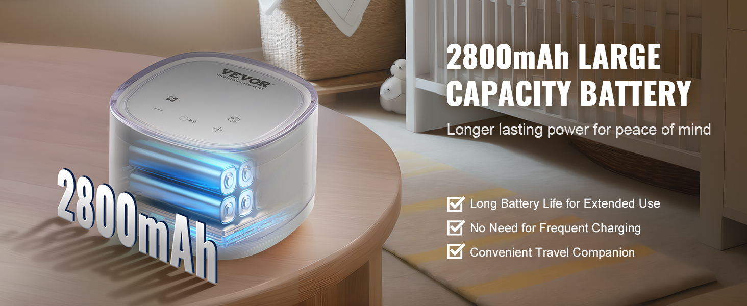 VEVOR double electric breast pump showcasing its 2800mah large capacity battery for longer use.