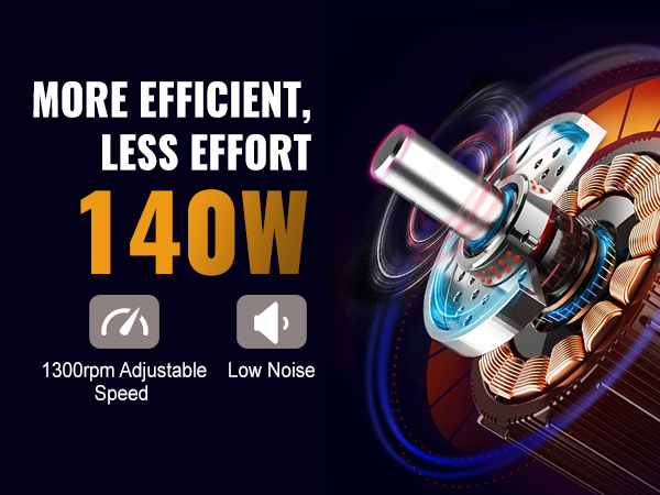 VEVOR electric honey extractor with 140w motor, 1300rpm adjustable speed, and low noise.