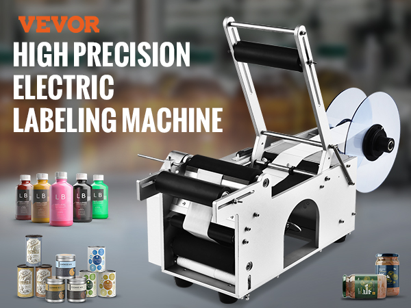 VEVOR round bottle labeling machine with high precision electric labeling for accurate, durable labeling.