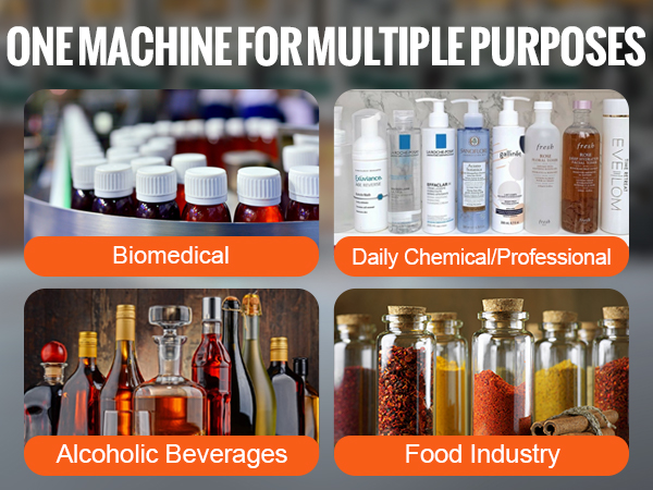 VEVOR round bottle labeling machine for biomed, chemical, food, and alcohol industries, 20-120mm size.