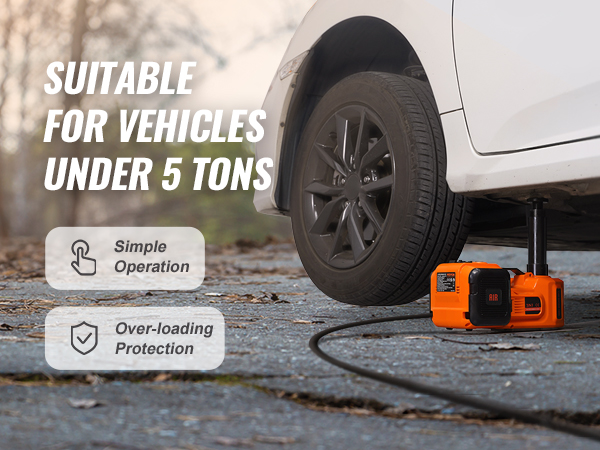 VEVOR electric car jack kėlimo balta transporto priemonė, tinka 5 t, su paprasta operacija, ir apsauga nuo perkrovos.
