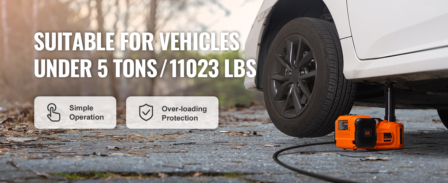 VEVOR electric car jack kėlimo balta transporto priemonė, tinka 5 t, su paprasta operacija, ir apsauga nuo perkrovos.