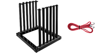 VEVOR windshield rack with black frame and red bungee cord.