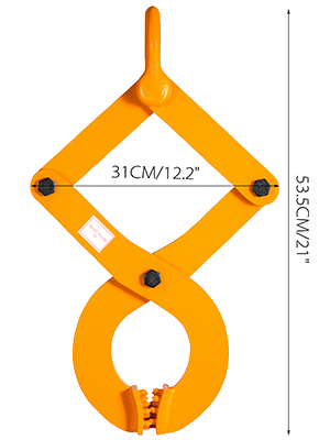VEVOR pallet puller, orange, with dimensions 31cm/12.2" by 53.5cm/21".