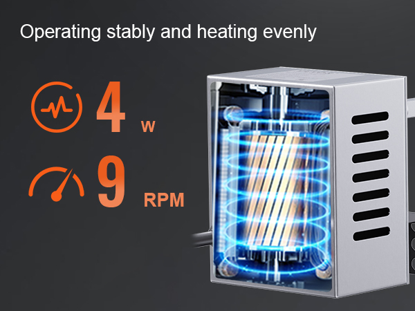 VEVOR grill rotisserie kit with 4w motor and 9 rpm speed operating stably and heating evenly.