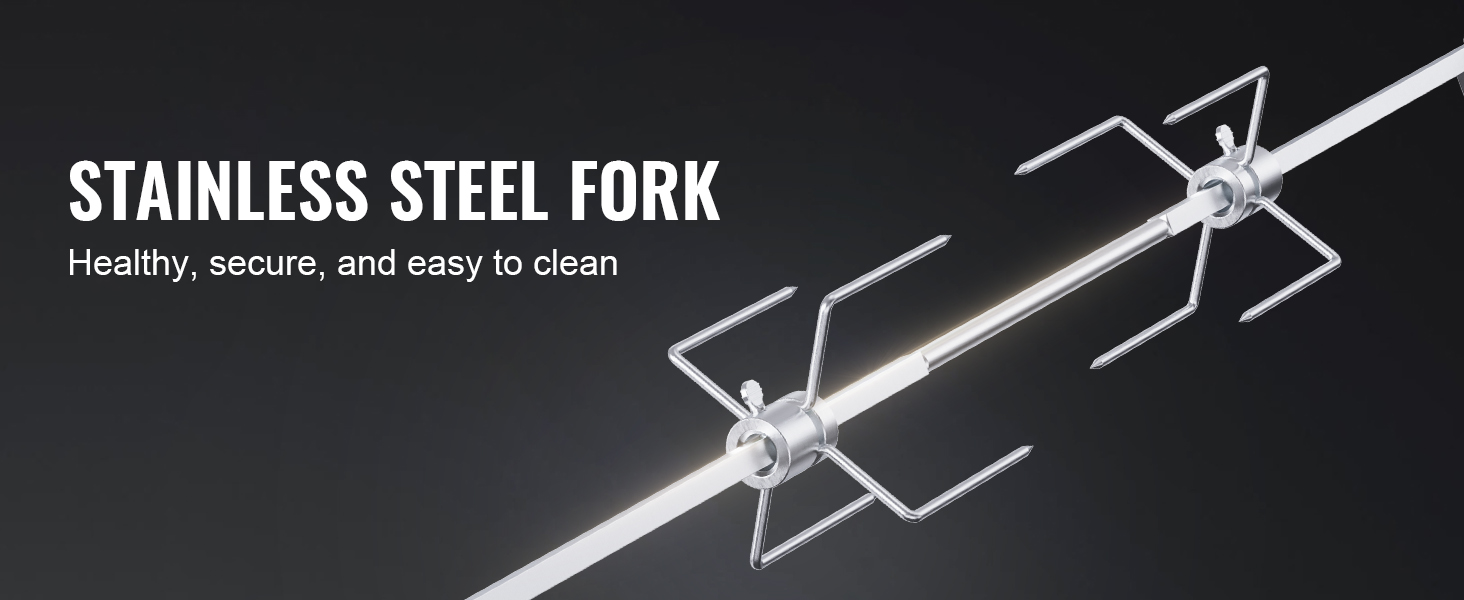stainless steel fork for VEVOR grill rotisserie kit, healthy, secure, and easy to clean.
