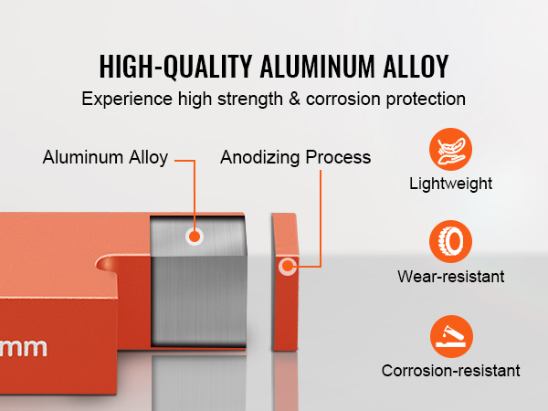 high-quality aluminum VEVOR router table setup bars showcasing 1/2 inch size, wear and corrosion resistance.