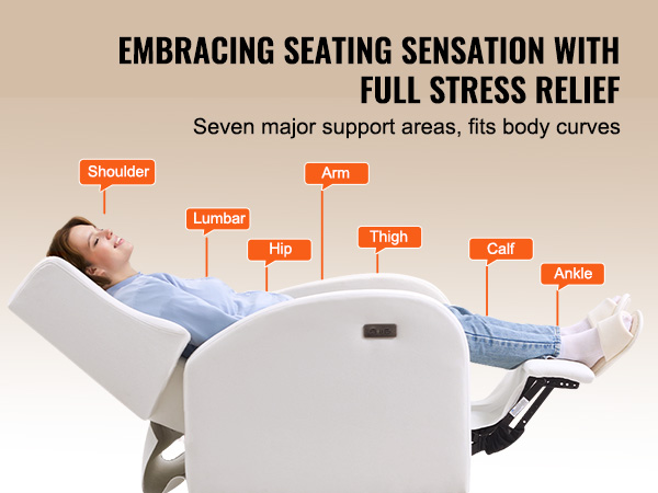 VEVOR power recliner provides full stress relief with support for shoulder, lumbar, hip, arm, thigh, calf, ankle.