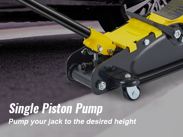 Низкопрофильный напольный домкрат VEVOR с однопоршневым насосом для легкого подъема под автомобилем.