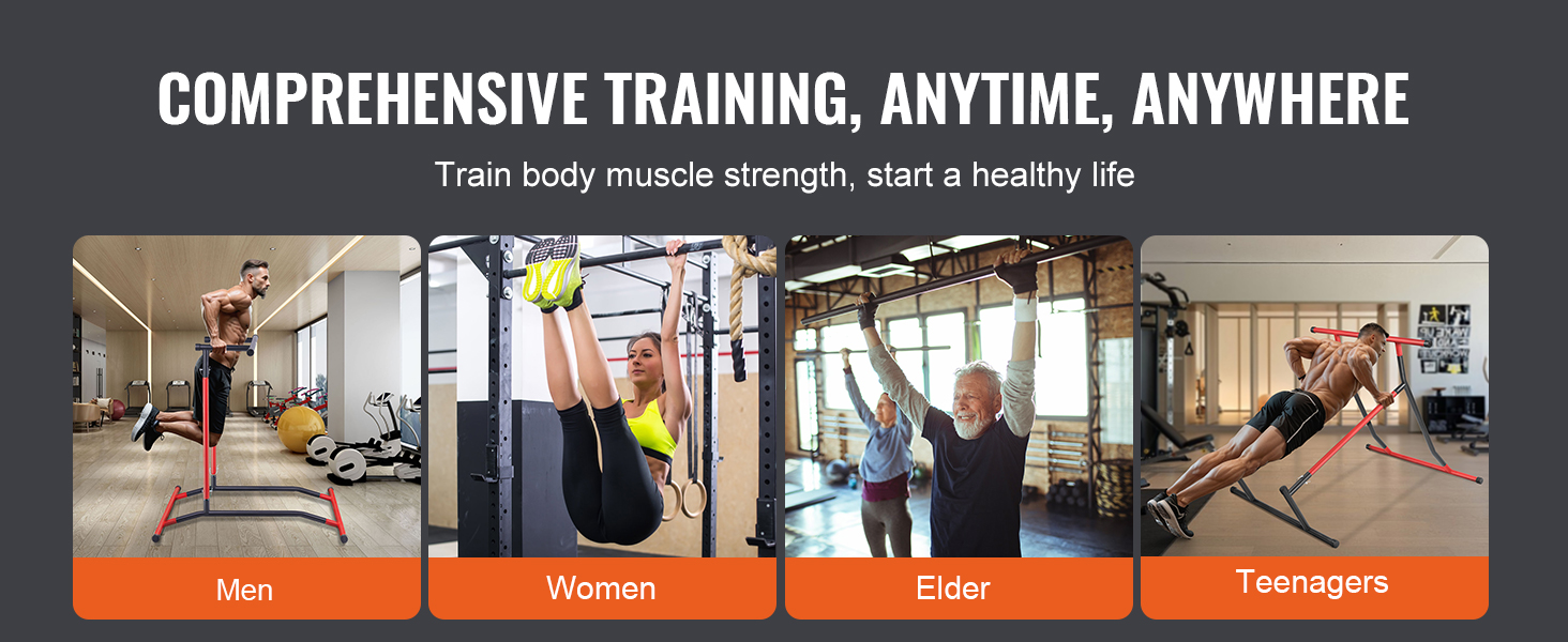 comprehensive training for men, women, elders, and teenagers with VEVOR power tower to build muscle strength.