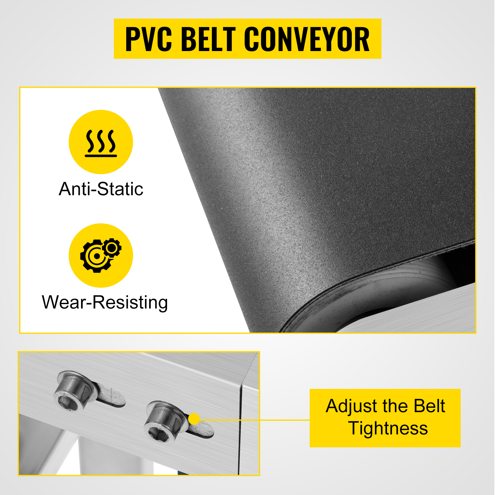 pvc belt conveyor with anti-static and wear-resisting features, adjustable belt tightness.