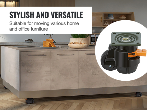 stylish and versatile VEVOR leveling casters, ideal for moving various home and office furniture.