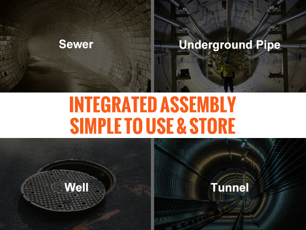 VEVOR confined space tripod kit for sewer, underground pipe, well, and tunnel applications.