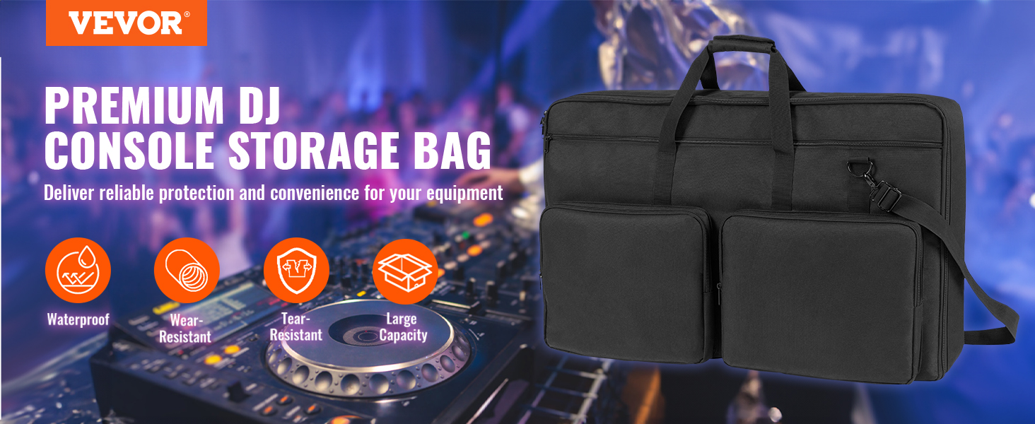 VEVOR dj mixer bag provides waterproof, wear-resistant, tear-resistant storage with large capacity.