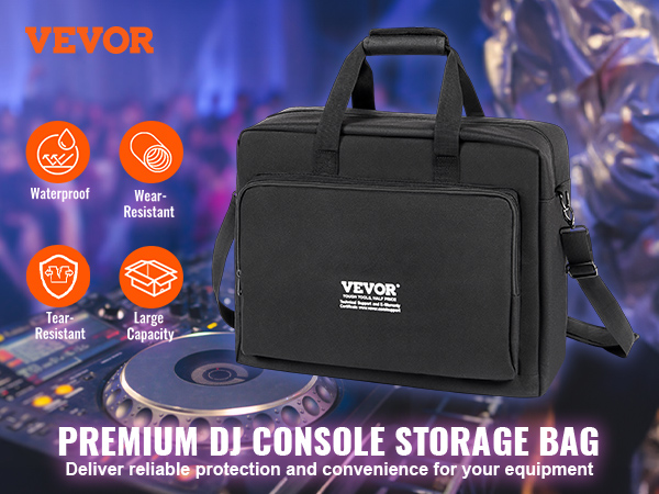 VEVOR dj mixer bag with waterproof, wear-resistant, tear-resistant features and large capacity.
