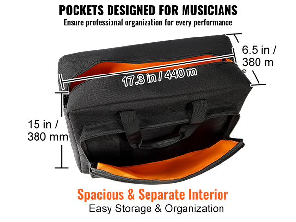 VEVOR dj mixer bag dimensions with spacious interior for professional musician organization.