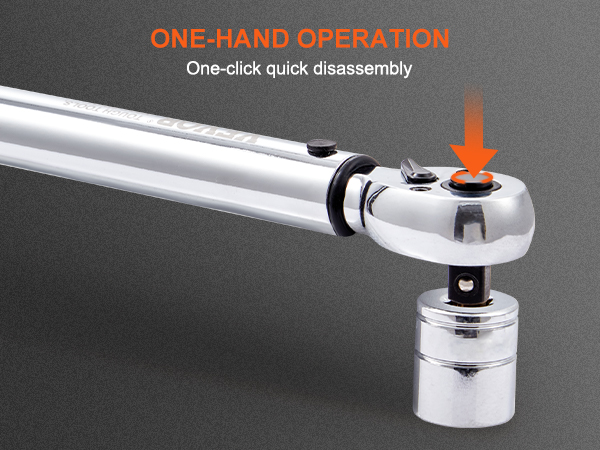 VEVOR torque wrench set with one-hand operation and quick disassembly feature, shown in silver.