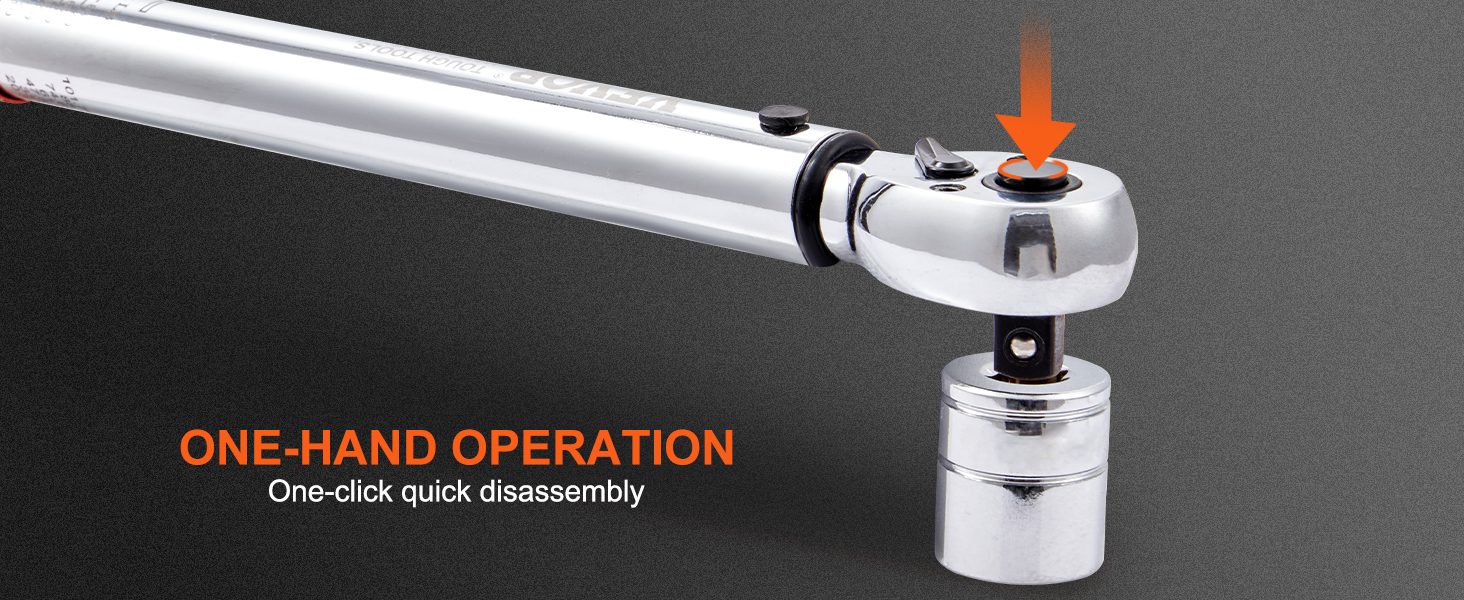 VEVOR torque wrench set with one-hand operation and quick disassembly feature, shown in silver.
