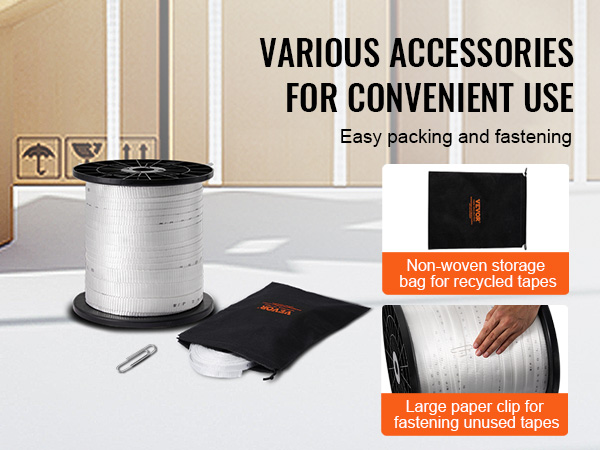 VEVOR polyester pull tape with accessories and storage bag for easy packing and fastening.