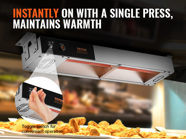 VEVOR french fry warmer with toggle switch, keeping fried food warm with a single press.